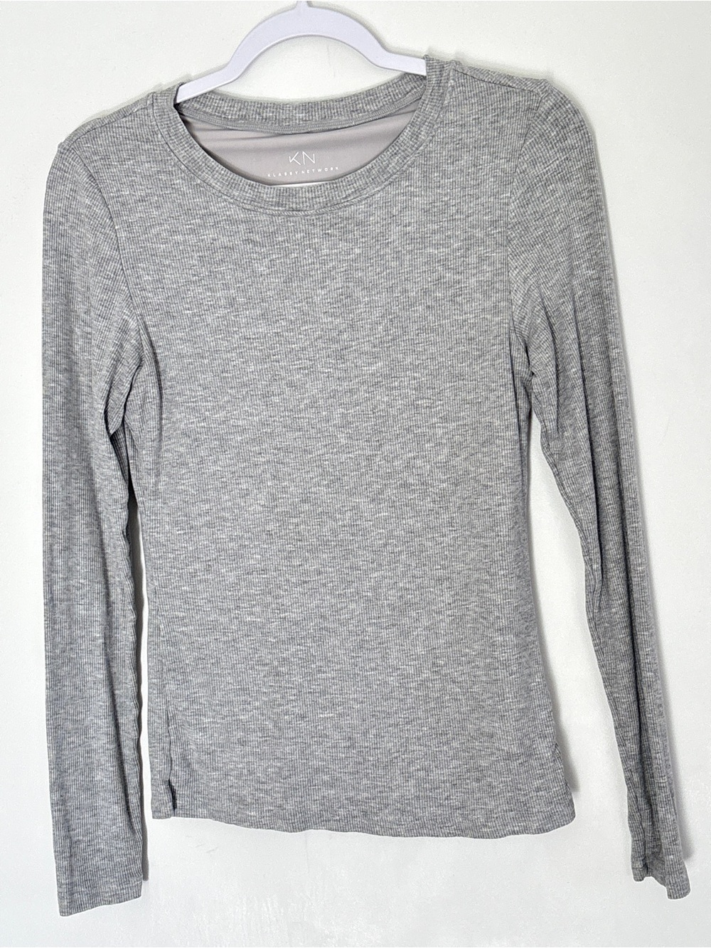 Klassy Network Gray Ribbed Long Sleeves Shirt Medium-Large Minimalist Layer *C51